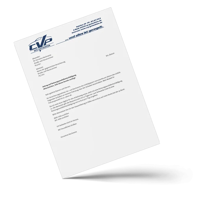 Musterbrief Nutzungsausfallentschädigung
